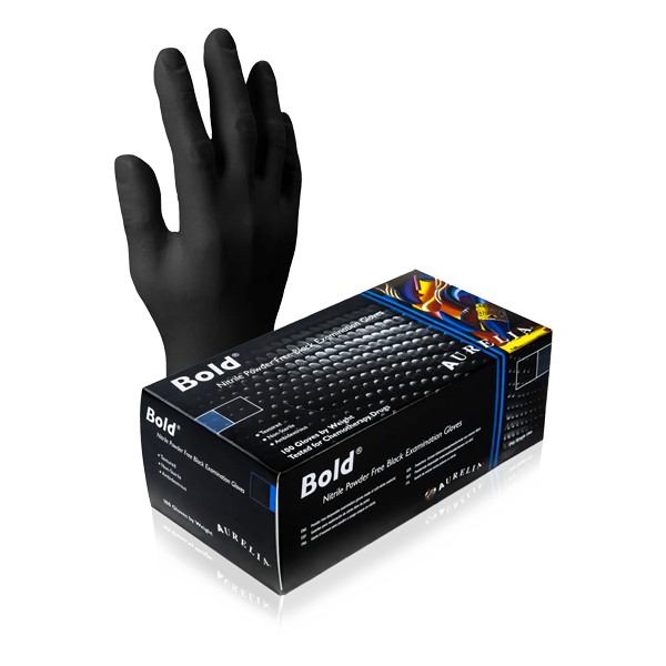 Bold Nitrile Powder-Free Black Gloves